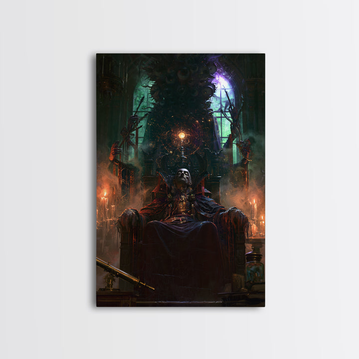 The Dreaming Priest Of The Outer Gate, Dark Academia Wall Art, Vertical Wall Art, Framed Canvas Print, Gothic Wall Decor, Halloween Decor