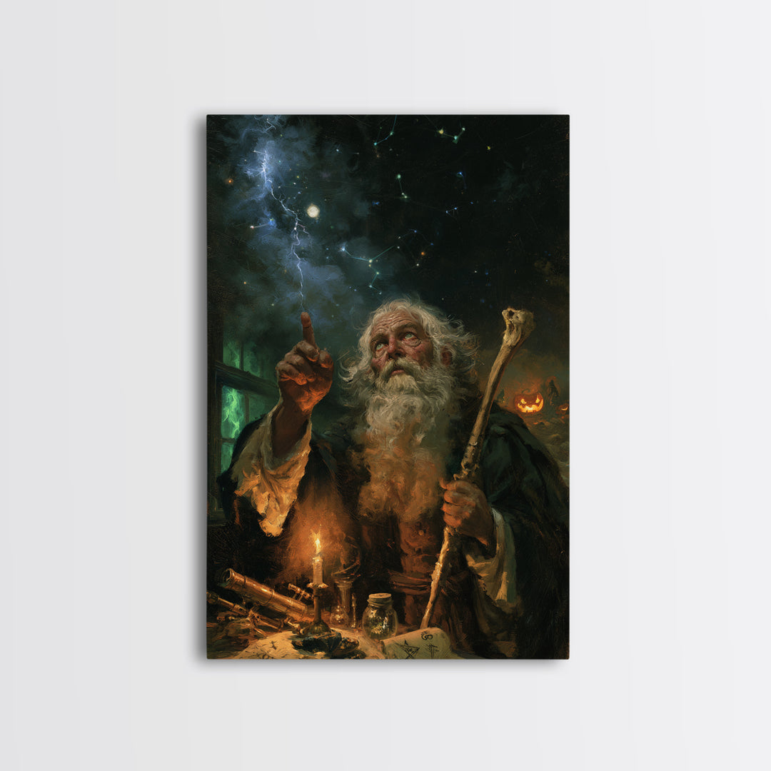 The Star-Seer Of Black Dunwich, Macabre Victorian Decor, Vertical Wall Art, Canvas Print, Gothic Wall Decor, Halloween Portrait Art