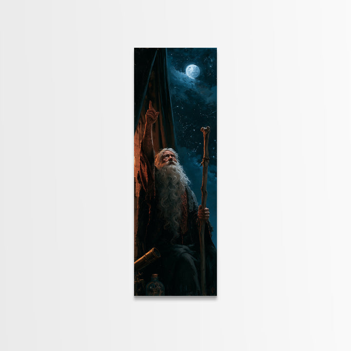 The Star-Seer Of Black Dunwich, Antique Gothic Portrait, Tall Narrow Wall Art, Canvas Print, Gothic Wall Decor, Halloween Portrait Art