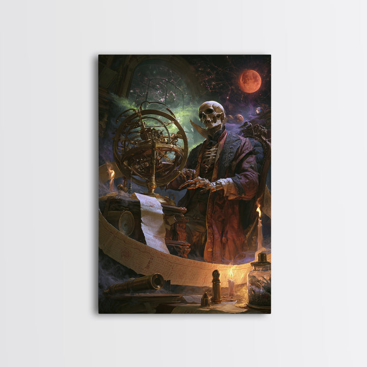 The Astronomer Of The Hollow Sky, Lovecraftian Portrait Art, Vertical Wall Art, Framed Canvas Print, Gothic Wall Decor, Horror Wall Art