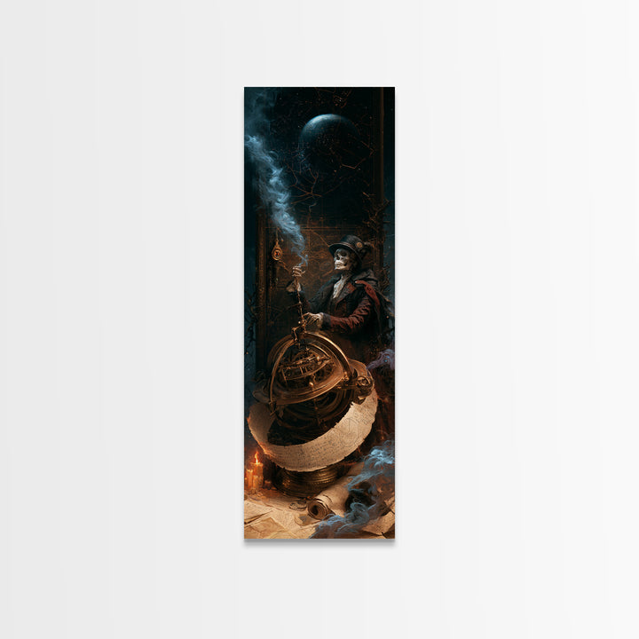 The Astronomer Of The Hollow Sky, Victorian Horror Portrait, Tall Narrow Wall Art, Canvas Print, Gothic Wall Decor, Halloween Portrait Art
