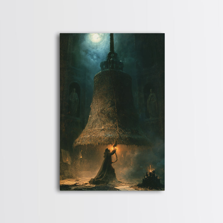 The Bellringer Of The Sunken Cathedral, Dark Academia Wall Art, Vertical Wall Art, Framed Canvas Print, Gothic Wall Decor