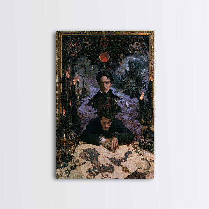 The Mapmaker Of Impossible Shores, Macabre Victorian Decor, Vertical Wall Art, Framed Canvas Print, Gothic Wall Decor, Spooky Wall Decor