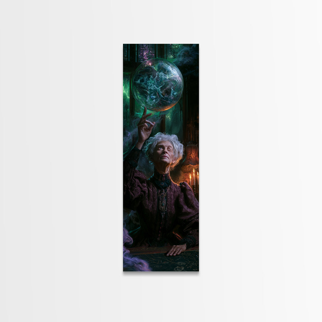 The Oracle Of The Glass Depths, Victorian Gothic Art, Tall Narrow Wall Art, Canvas Print, Gothic Wall Decor, Halloween Portrait Art