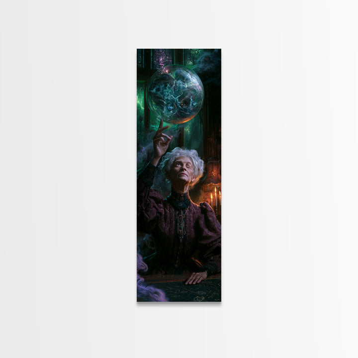 The Oracle Of The Glass Depths, Victorian Gothic Art, Tall Narrow Wall Art, Canvas Print, Gothic Wall Decor, Halloween Portrait Art