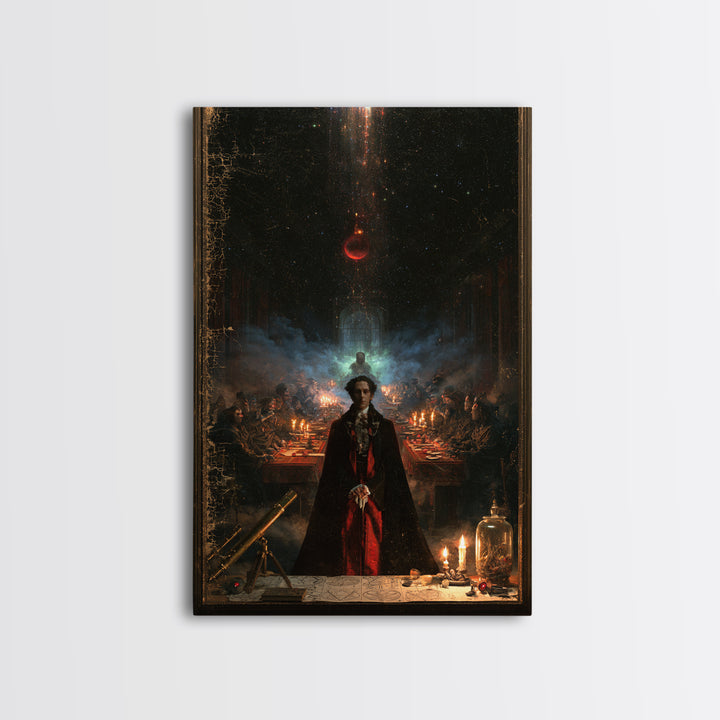 The Feast Of The Pale Cult, Victorian Gothic Art, Vertical Wall Art, Framed Canvas Print, Gothic Wall Decor, Halloween Portrait Art