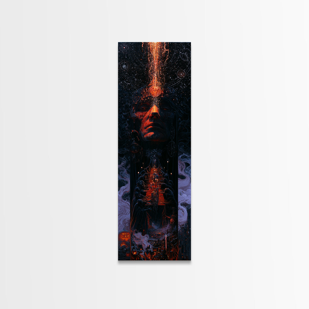 The Feast Of The Pale Cult, Dark Academia Wall Art, Tall Narrow Wall Art, Framed Canvas Print, Gothic Wall Decor, Halloween Portrait Art