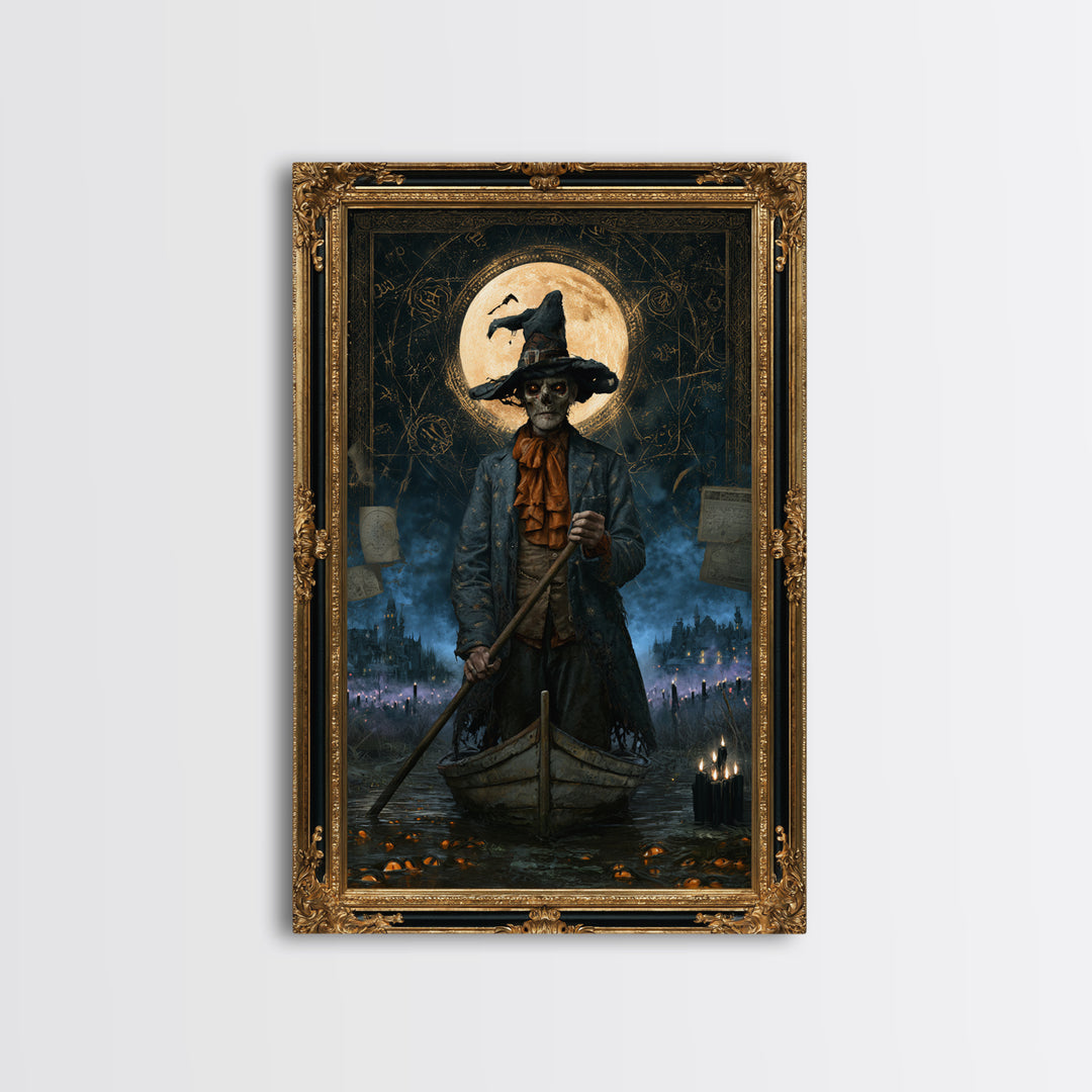 The Ferryman Of The Outer Marsh, Victorian Gothic Art, Vertical Wall Art, Canvas Print, Gothic Wall Decor, Halloween Portrait Art