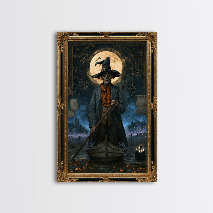 The Ferryman Of The Outer Marsh, Victorian Gothic Art, Vertical Wall Art, Canvas Print, Gothic Wall Decor, Halloween Portrait Art