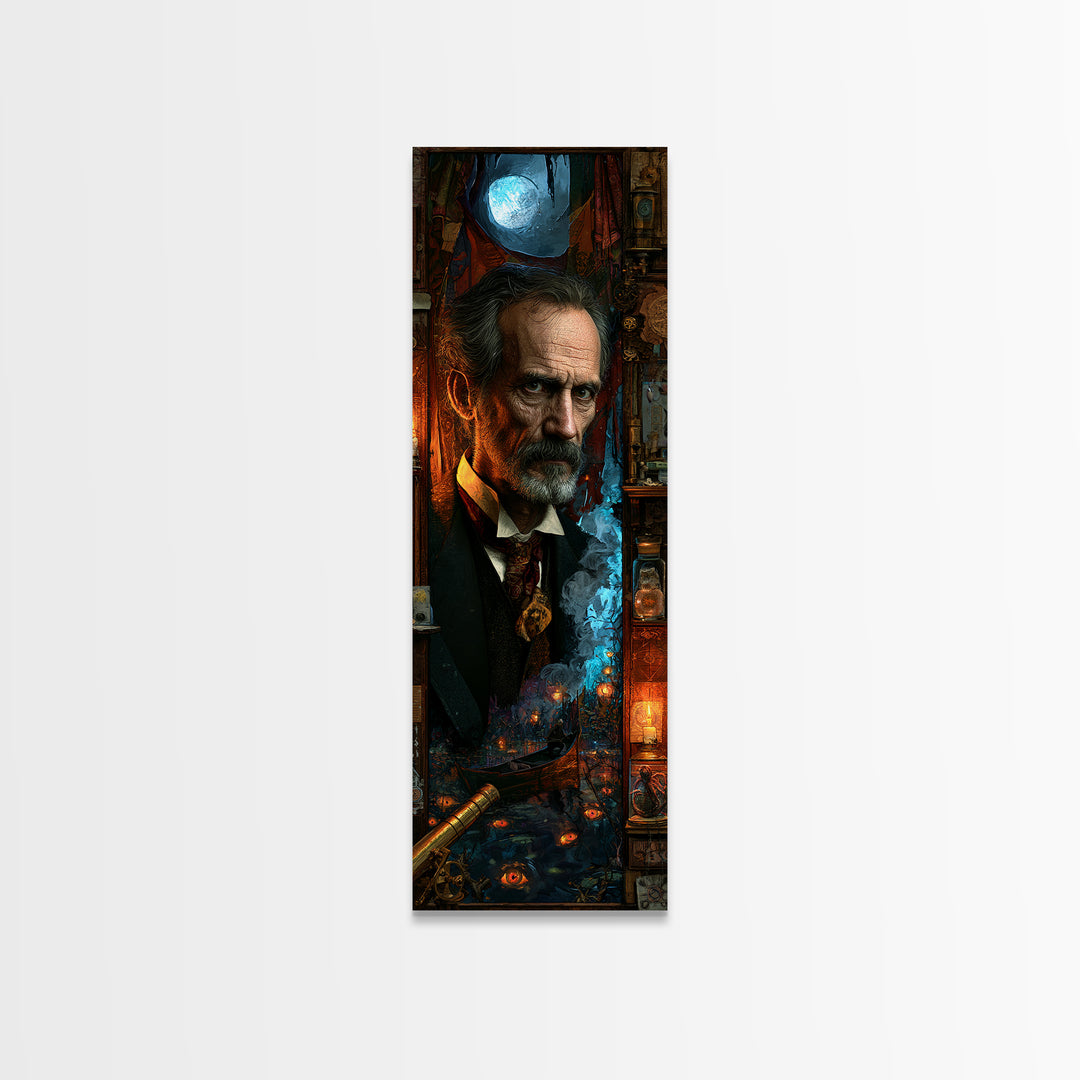The Ferryman Of The Outer Marsh, Victorian Gothic Art, Tall Narrow Wall Art, Framed Canvas Print, Gothic Wall Decor, Halloween Portrait Art