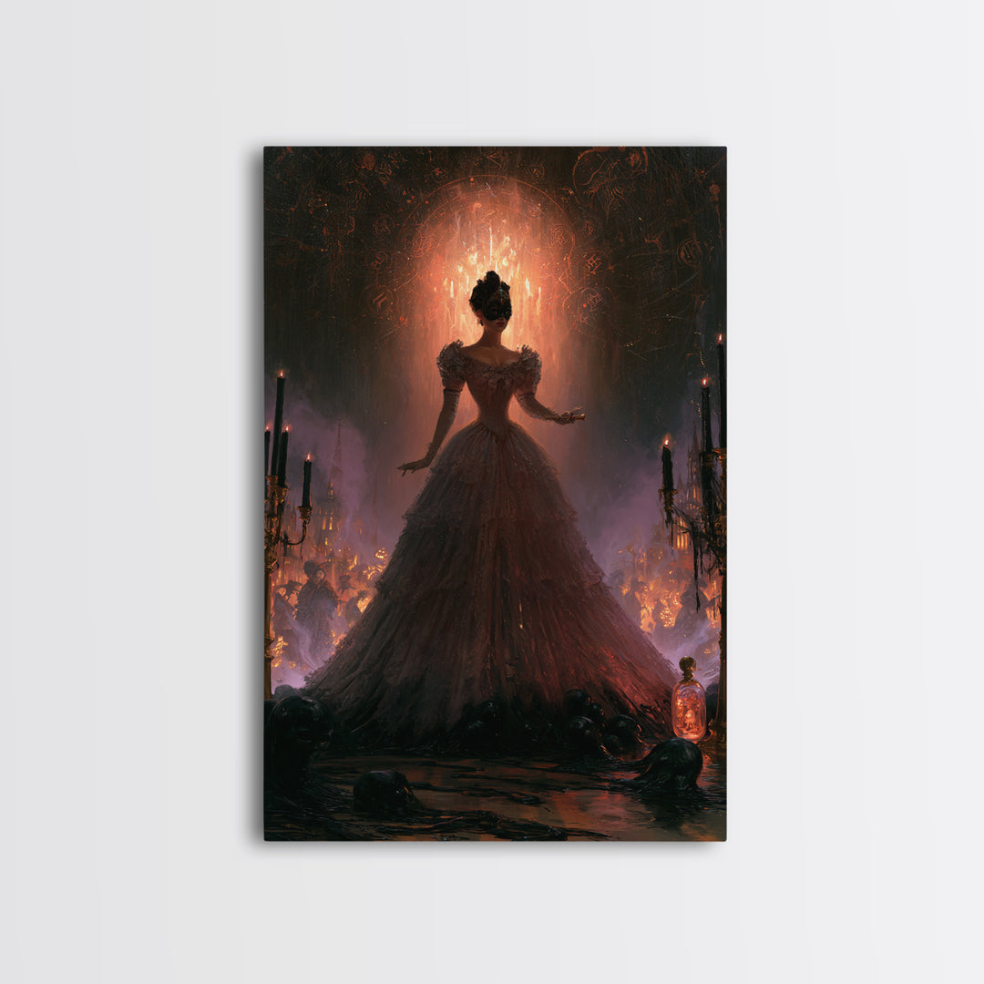 The Ballroom Of Silent Shoggoths, Macabre Victorian Decor, Vertical Wall Art, Canvas Print, Gothic Wall Decor, Halloween Portrait Art