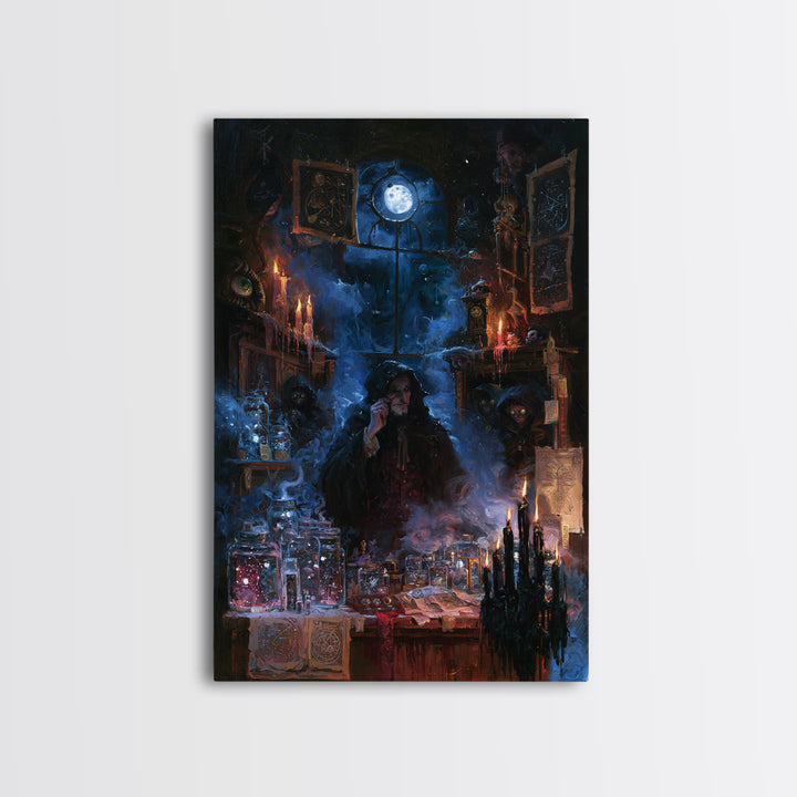 The Lantern Market Beyond The Veil, Dark Academia Wall Art, Vertical Wall Art, Framed Canvas Print, Gothic Wall Decor, Dark Fantasy Art