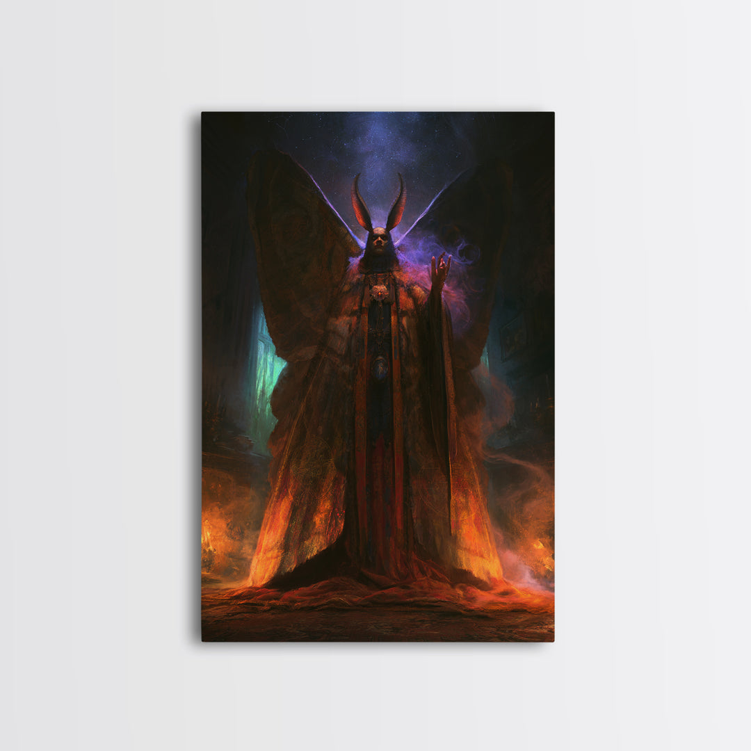 The Moth Prophet Of Kadath, Victorian Horror Portrait, Vertical Wall Art, Canvas Print, Gothic Wall Decor, Halloween Portrait Art