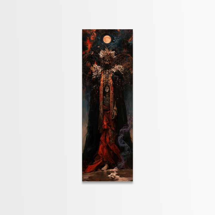 The Salt King Of The Black Shore, Antique Gothic Portrait, Tall Narrow Wall Art, Framed Canvas Print, Gothic Wall Decor, Halloween Wall Art
