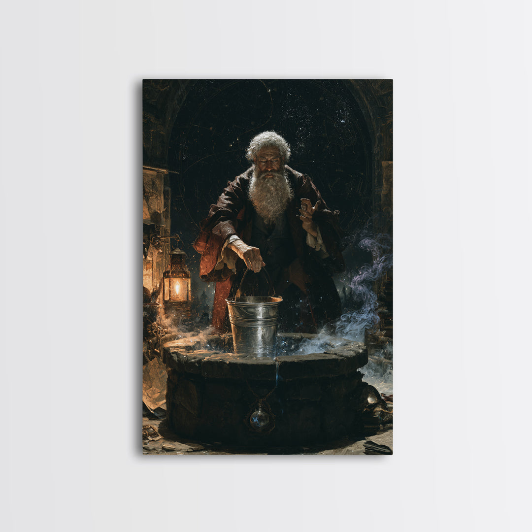 The Dreamwell Beneath Miskatonic, Victorian Horror Portrait, Vertical Wall Art, Framed Canvas Print, Gothic Wall Decor, Halloween Wall Art