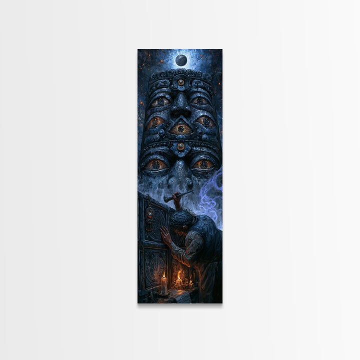 The Custodian Of The Whispering Idol, Macabre Victorian Decor, Tall Narrow Wall Art, Framed Canvas Print, Gothic Wall Decor