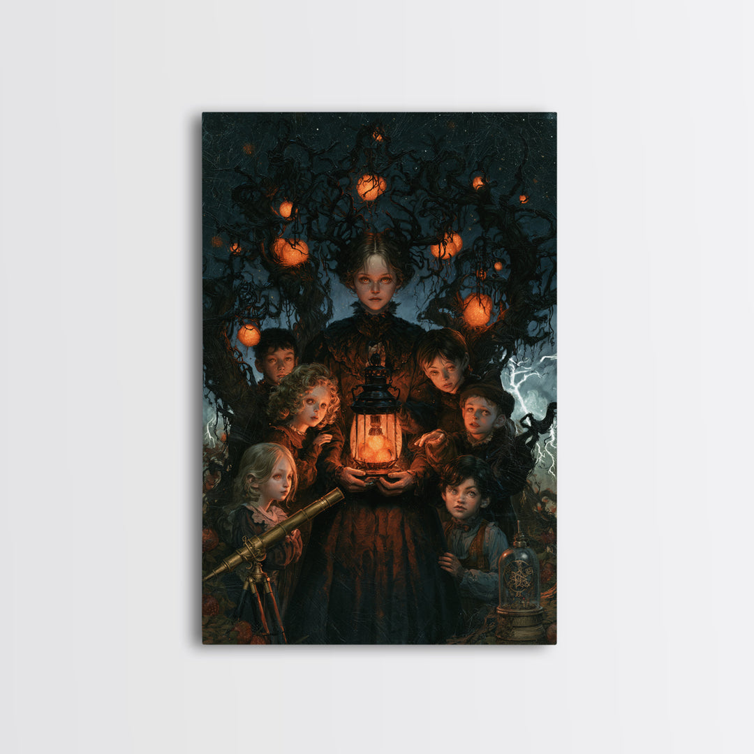 The Children Of The Star Orchard, Antique Gothic Portrait, Vertical Wall Art, Canvas Print, Gothic Wall Decor, Halloween Portrait Art