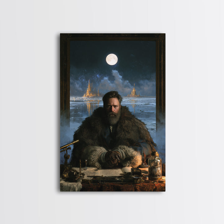 The Frost Beyond Carcosa, Lovecraftian Portrait Art, Vertical Wall Art, Framed Canvas Print, Gothic Wall Decor, Halloween Portrait Art