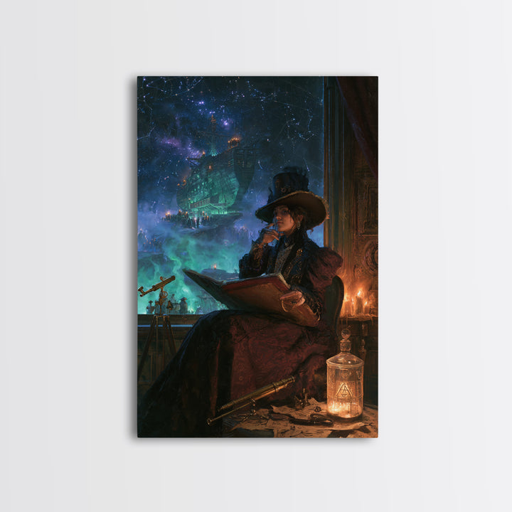 The Candelit Ark Of Forgotten Stars, Victorian Gothic Art, Vertical Wall Art, Canvas Print, Gothic Wall Decor, Halloween Portrait Art