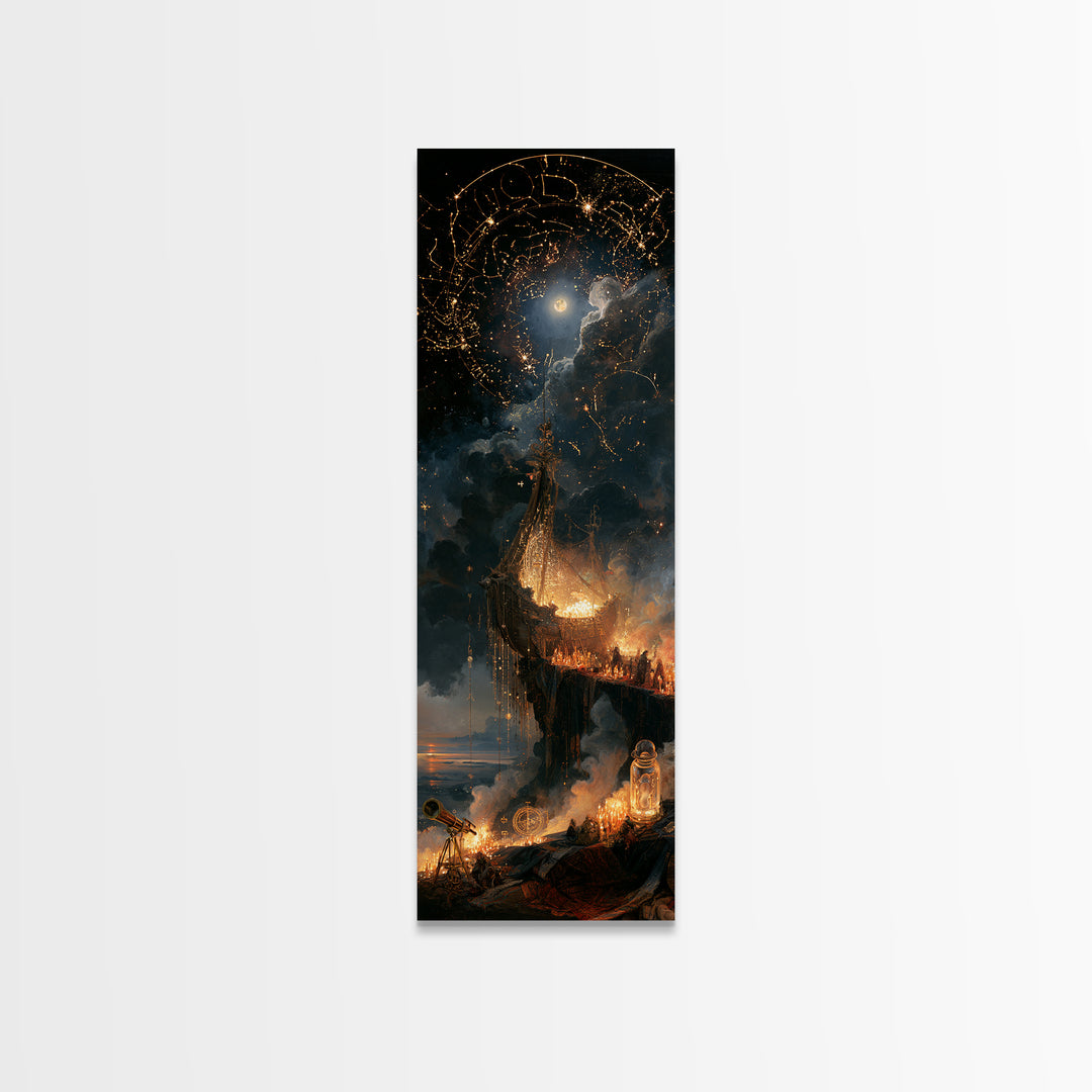 The Candelit Ark Of Forgotten Stars, Victorian Horror Portrait, Tall Narrow Wall Art, Framed Canvas Print, Gothic Wall Decor