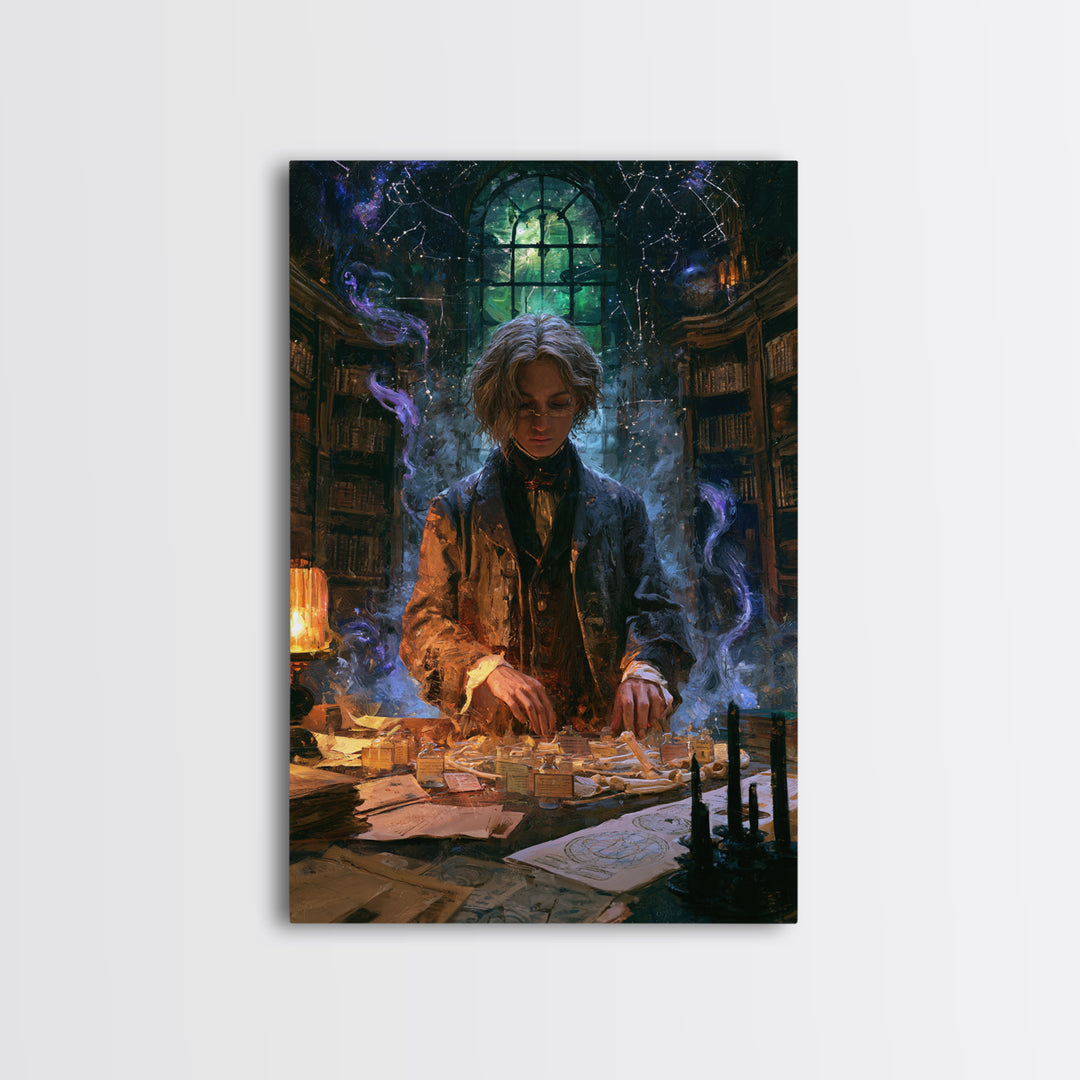 The Archivist Of Dreaming Bones, Victorian Cosmic Horror, Vertical Wall Art, Framed Canvas Print, Gothic Wall Decor, Halloween Portrait Art