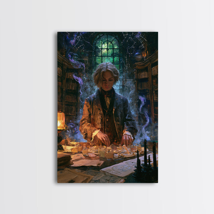 The Archivist Of Dreaming Bones, Victorian Cosmic Horror, Vertical Wall Art, Framed Canvas Print, Gothic Wall Decor, Halloween Portrait Art
