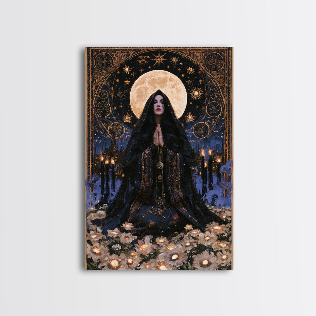 The Garden Of The Eyeless Moon, Lovecraftian Portrait Art, Vertical Wall Art, Framed Canvas Print, Gothic Wall Decor, Halloween Portrait Art