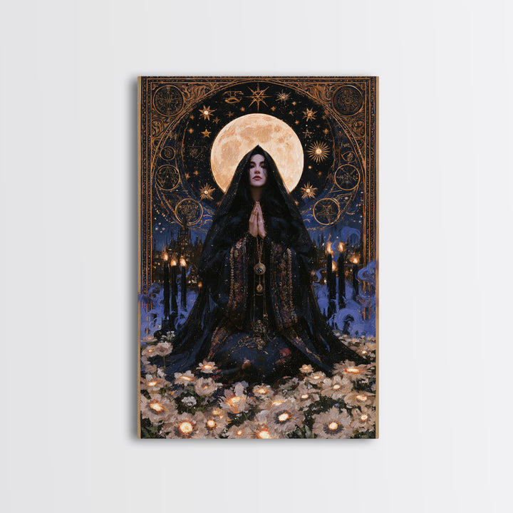 The Garden Of The Eyeless Moon, Lovecraftian Portrait Art, Vertical Wall Art, Framed Canvas Print, Gothic Wall Decor, Halloween Portrait Art
