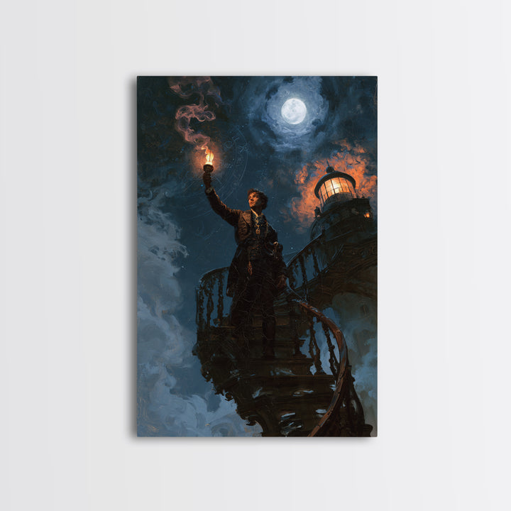 The Last Lighthouse Of Y’Ha-Nthlei, Victorian Horror Portrait, Vertical Wall Art, Canvas Print, Gothic Wall Decor, Halloween Portrait Art