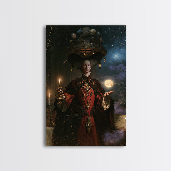The Carousel Of Sleeping Planets, Victorian Gothic Art, Vertical Wall Art, Canvas Print, Gothic Wall Decor, Halloween Portrait Art