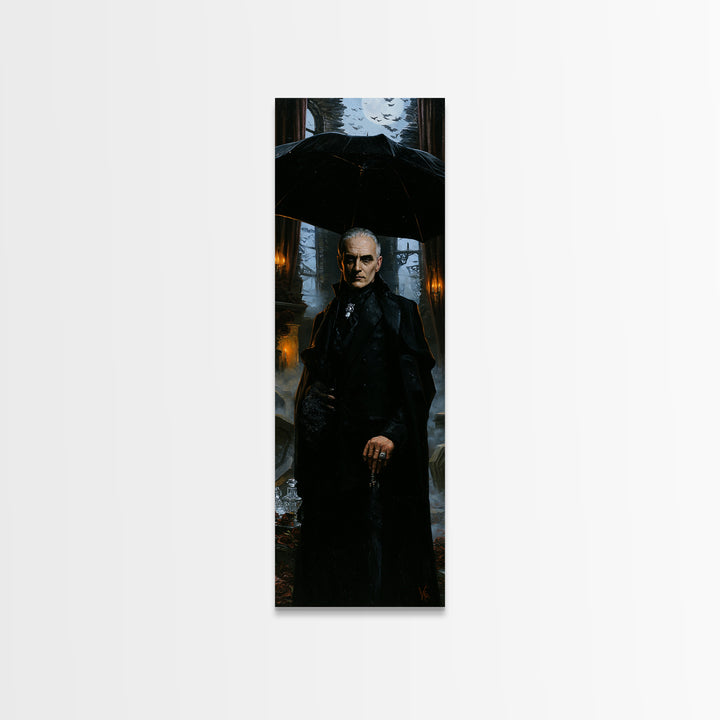 The Cemetery Gentleman, Victorian Vampire Portrait, Tall Narrow Canvas Print, Macabre Home Decor, Spooky Season Decor, Classic Monster Art