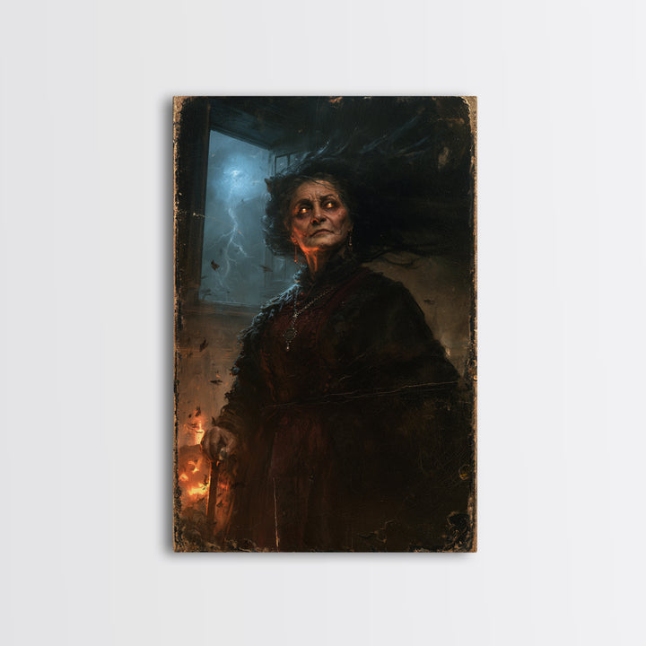 The Widow Of The Full Moon, Victorian Werewolf Portrait, Vertical Canvas Print, Gothic Home Decor, Gothic Wall Decor, Classic Monster Art