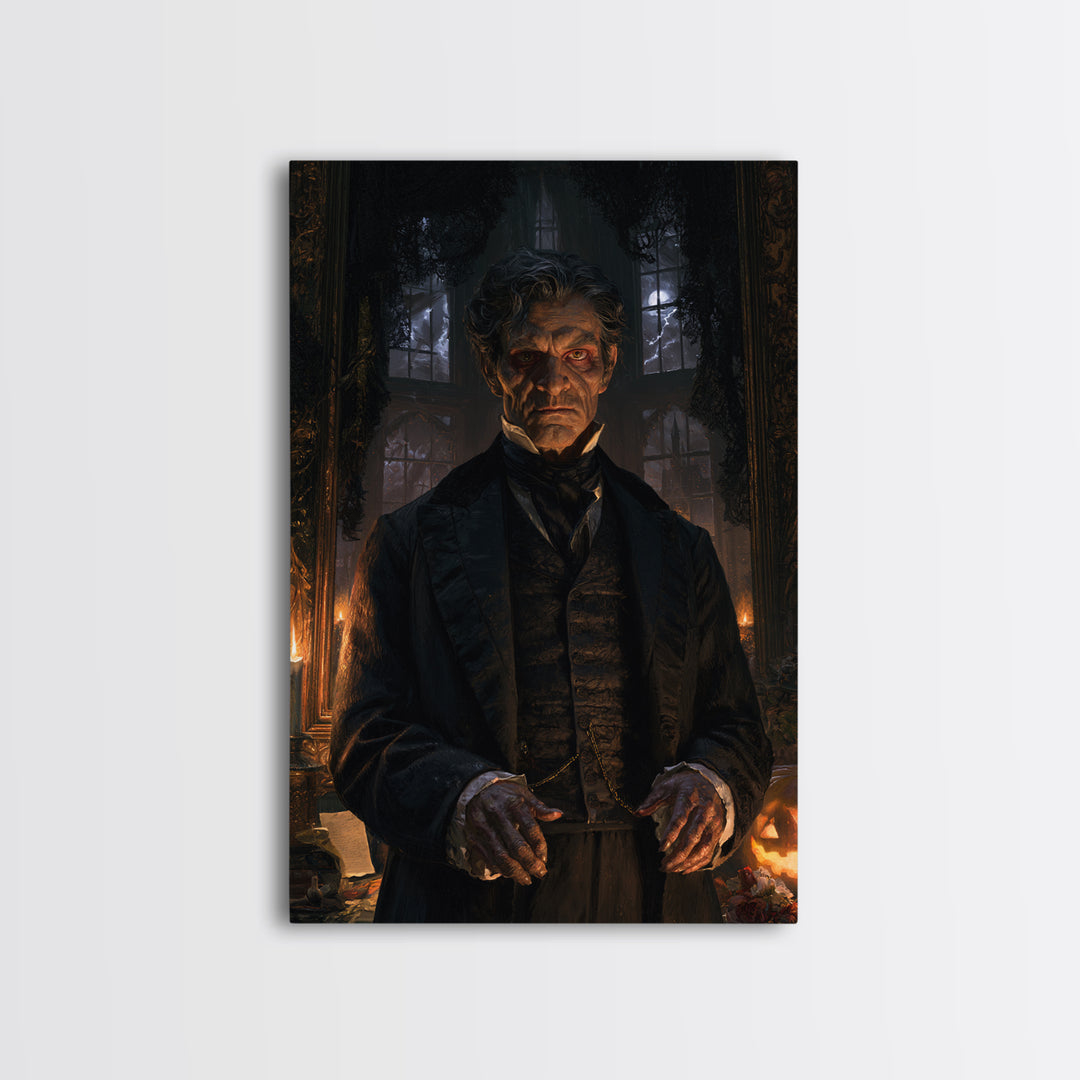 The Parish Beast, Victorian Werewolf Portrait, Vertical Canvas Print, Dark Academia Decor, Canvas Print, Classic Monster Art
