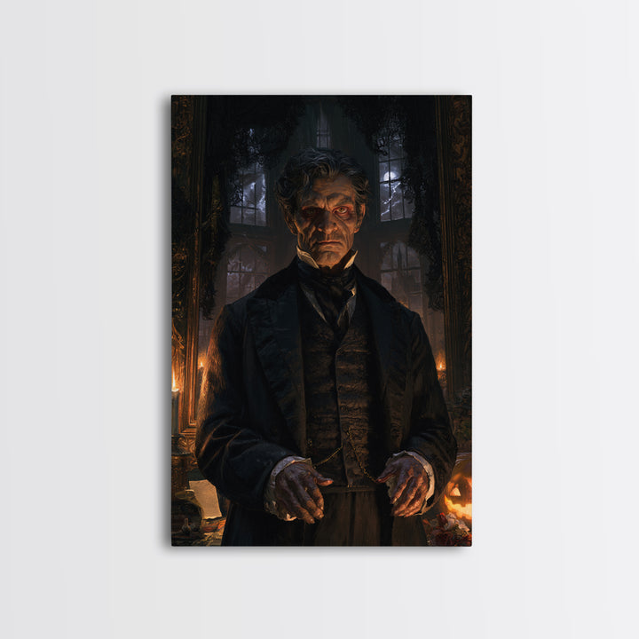 The Parish Beast, Victorian Werewolf Portrait, Vertical Canvas Print, Dark Academia Decor, Canvas Print, Classic Monster Art