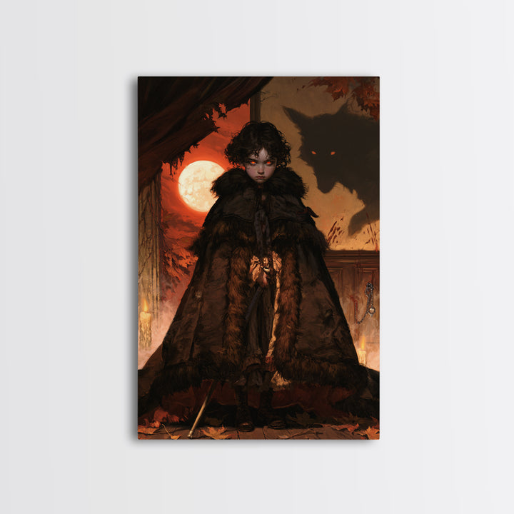 The Wolf-Child Of Ash Lane, Victorian Werewolf Portrait, Vertical Canvas Print, Gothic Home Decor, Classic Monster Art