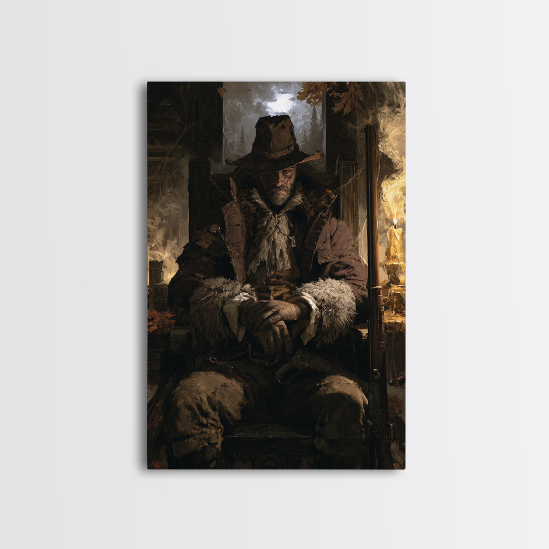 The Midnight Gamekeeper, Victorian Werewolf Portrait, Vertical Canvas Print, Antique Style Decor, Classic Monster Art