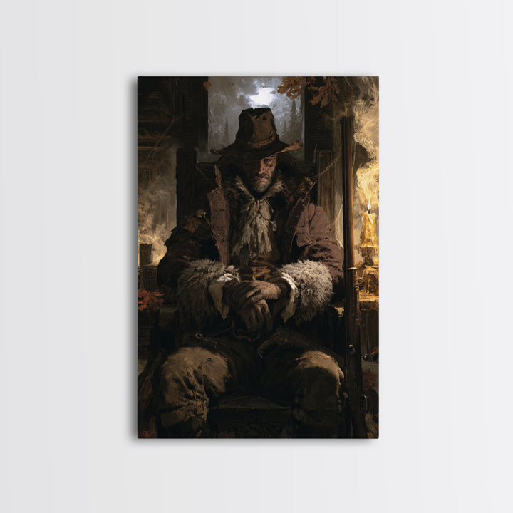The Midnight Gamekeeper, Victorian Werewolf Portrait, Vertical Canvas Print, Antique Style Decor, Classic Monster Art