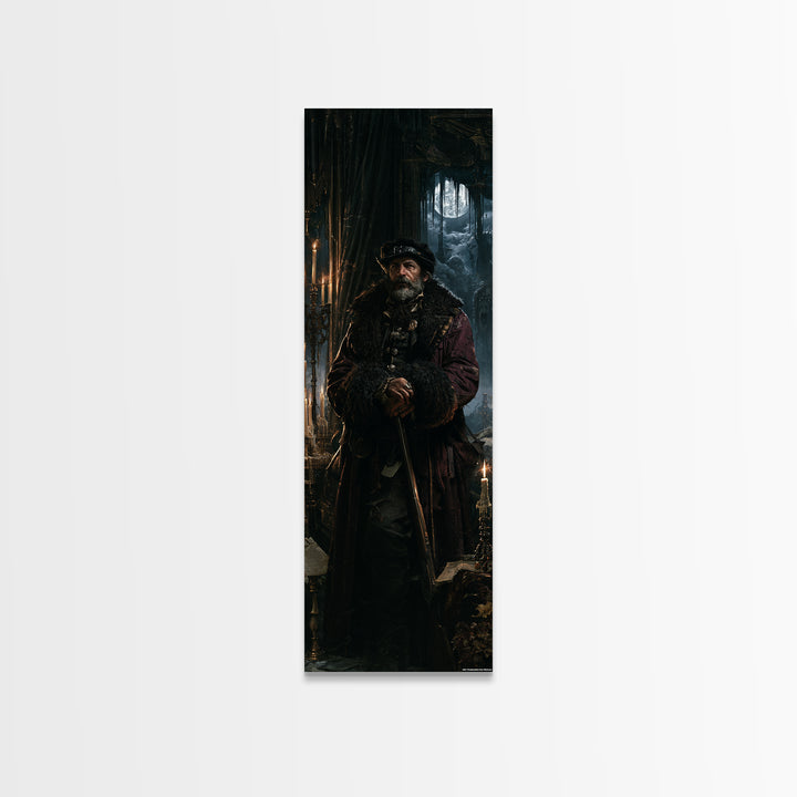 The Midnight Gamekeeper, Victorian Werewolf Portrait, Tall Narrow Canvas Print, Antique Style Decor, Gothic Wall Decor, Classic Monster Art