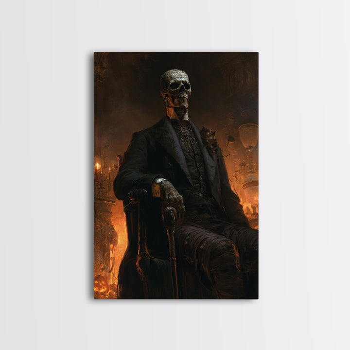 The Tomb Gentleman, Victorian Mummy Portrait, Vertical Canvas Print, Antique Style Decor, Halloween Portrait Art, Classic Monster Art
