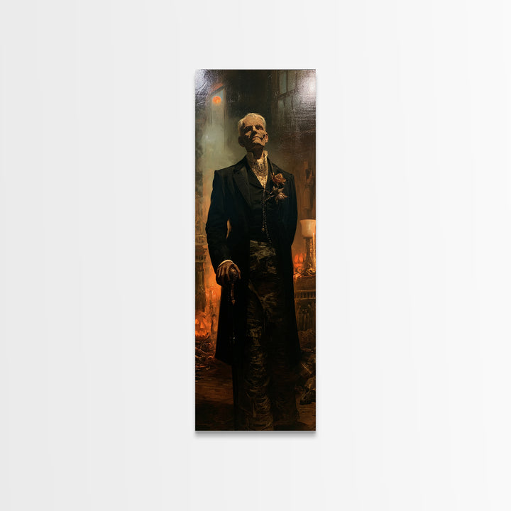The Tomb Gentleman, Victorian Mummy Portrait, Tall Narrow Canvas Print, Macabre Home Decor, Canvas Print, Classic Monster Art
