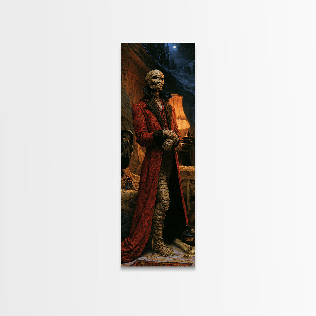 The Linen Baron, Victorian Mummy Portrait, Tall Narrow Canvas Print, Dark Academia Decor, Antique Horror Decor, Classic Monster Art