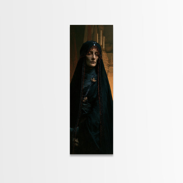 The Canopic Widow, Victorian Mummy Portrait, Tall Narrow Canvas Print, Classic Halloween Decor, Antique Horror Decor, Classic Monster Art