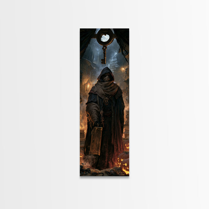 The Moonlit Embalmer, Victorian Mummy Portrait, Tall Narrow Canvas Print, Macabre Home Decor, Antique Horror Decor, Classic Monster Art