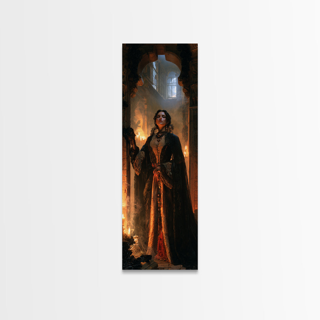 The Lost Nile Countess, Victorian Mummy Portrait, Tall Narrow Canvas Print, Antique Style Decor, Spooky Season Decor, Classic Monster Art