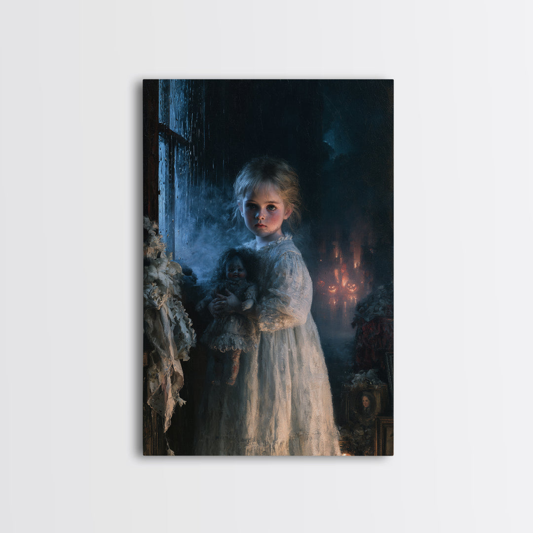 The Nursery Wisp, Victorian Ghost Portrait, Vertical Canvas Print, Dark Academia Decor, Gothic Wall Decor, Classic Monster Art