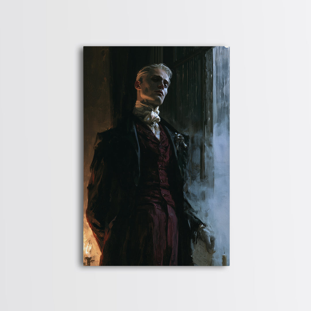 The Ballroom Phantom, Victorian Ghost Portrait, Vertical Canvas Print, Classic Halloween Decor, Gothic Wall Decor, Classic Monster Art