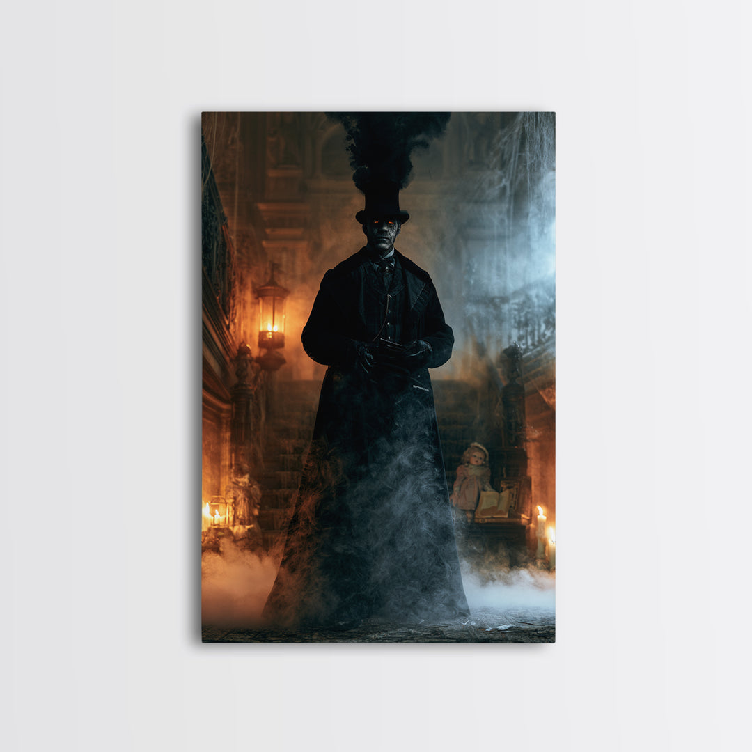 The Railway Ghost, Victorian Ghost Portrait, Vertical Canvas Print, Classic Halloween Decor, Antique Horror Decor, Classic Monster Art