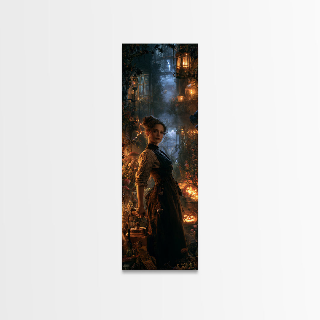 The Kitchen Witch, Victorian Witch Portrait, Tall Narrow Canvas Print, Gothic Home Decor, Gothic Wall Decor, Classic Monster Art