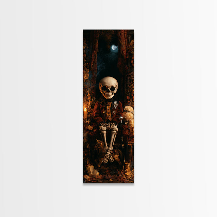 The Ossuary Child, Victorian Skeleton Portrait, Tall Narrow Canvas Print, Gothic Home Decor, Gothic Wall Decor, Classic Monster Art