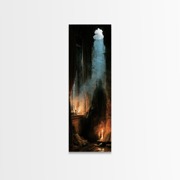 The Cellar Phantom, Victorian Phantom Portrait, Tall Narrow Canvas Print, Classic Halloween Decor, Spooky Season Decor, Classic Monster Art